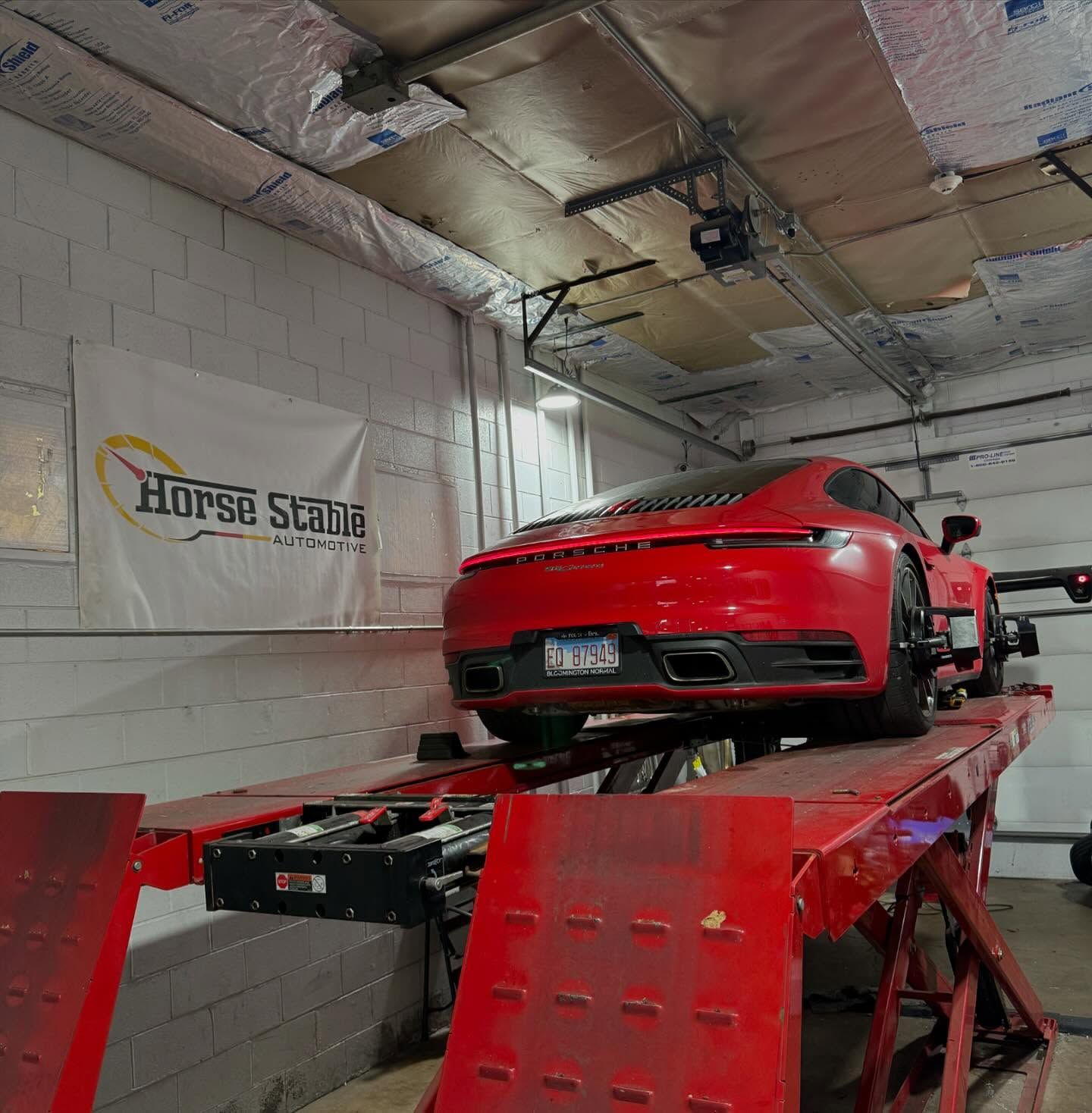 Porsche 992 Carrera on the alignment rack